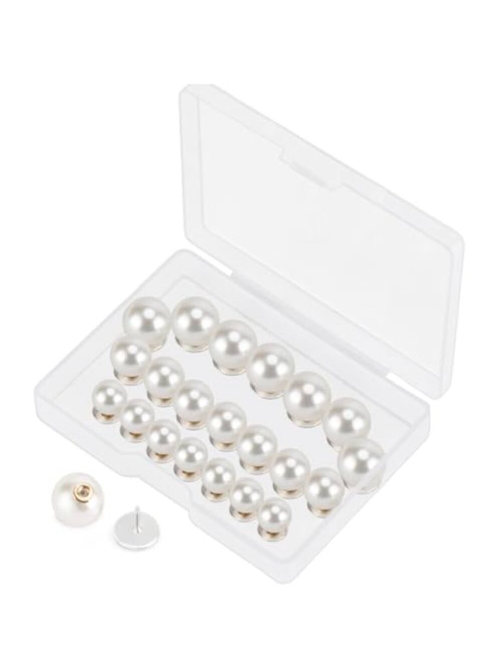 No-Sew Pearl Buttons & Brooches Set 24pc Detachable Pins DIY Sweater